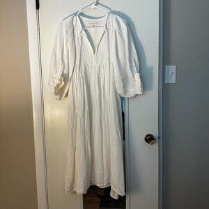 Daughters of India Kyra Midi Dress. White Gauze. Size Small.